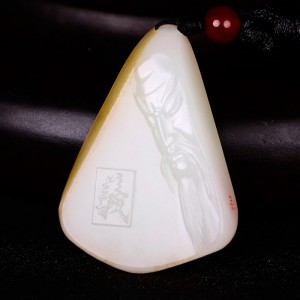 国家级玉雕大师【陶虎】工作室作品 和田玉白玉挂件关公